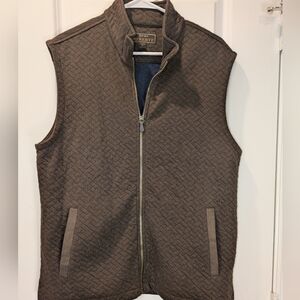 J.S.A. Bank Reserve Quilted Brown Zip Vest Mens Large Traditional Fit